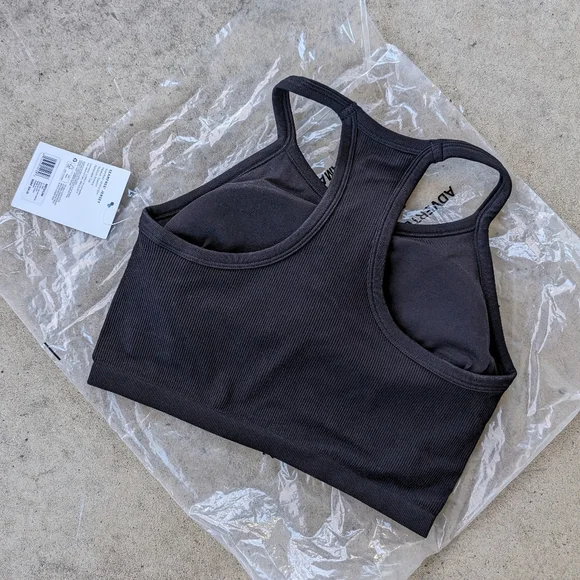 Jockey Essentials Black Racerback Seamfree Jersey Ribbed Sports Bra NWT - Picture 3 of 10